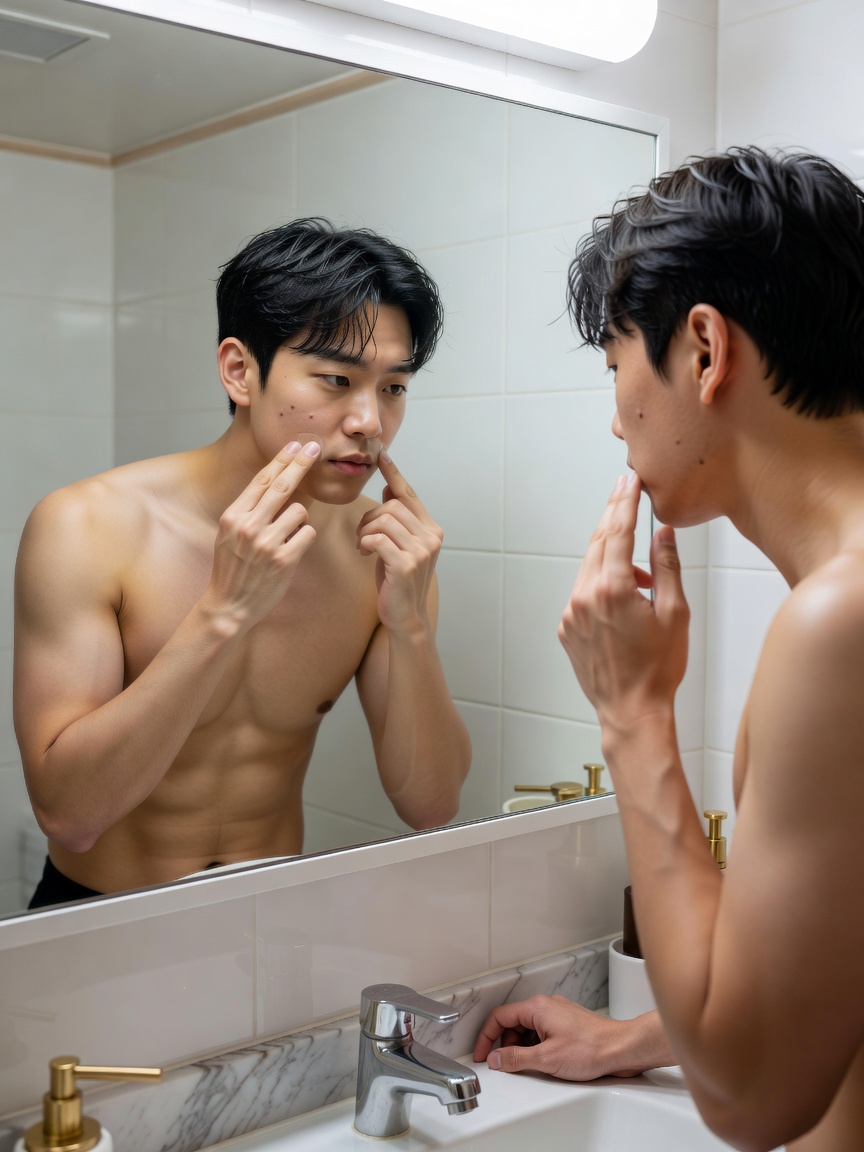 남자 소개팅 여드름패치를 저녁에 붙이는 세안 후 루틴