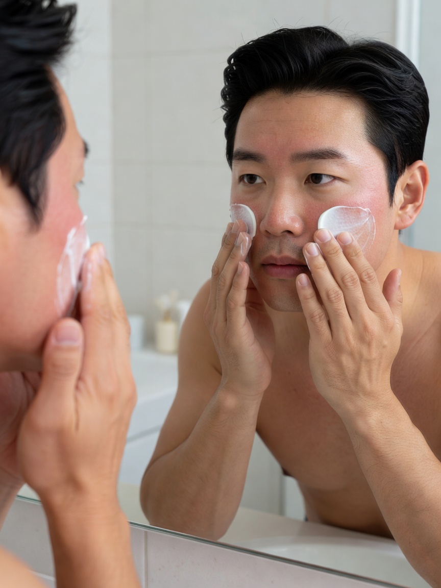 남자 얼굴 홍조 원인 및 아침 저녁 홈케어