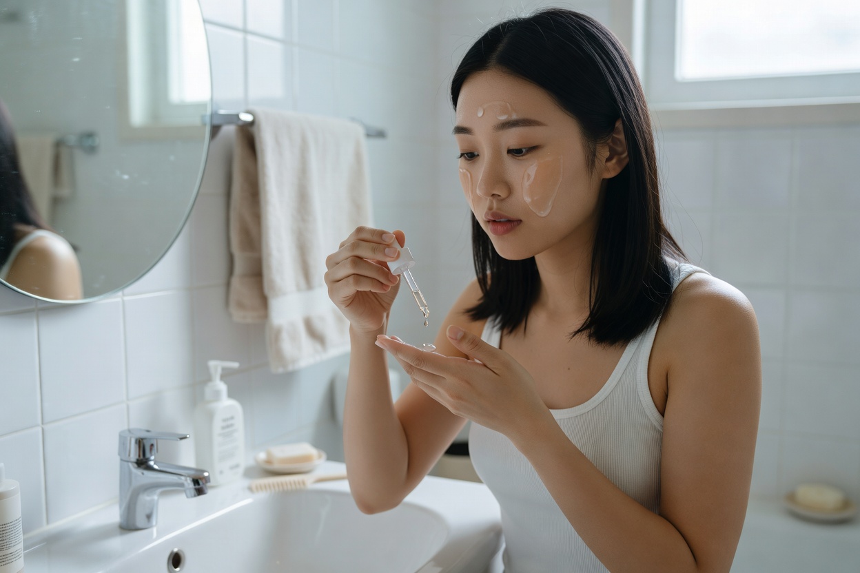 다이소 피지연화제 주기에 맞춰 피부 관리하는 모습